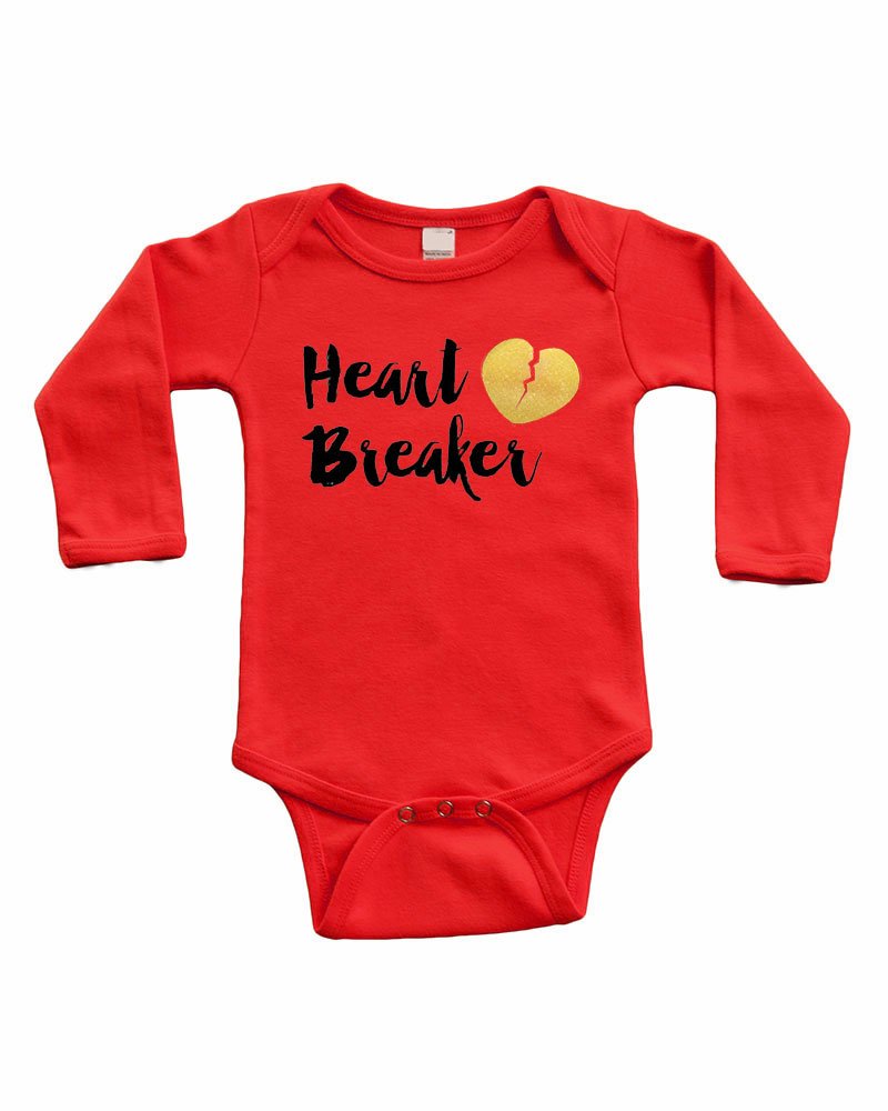 PandoraTees Infant Long Sleeve Onesie -Heart Breaker