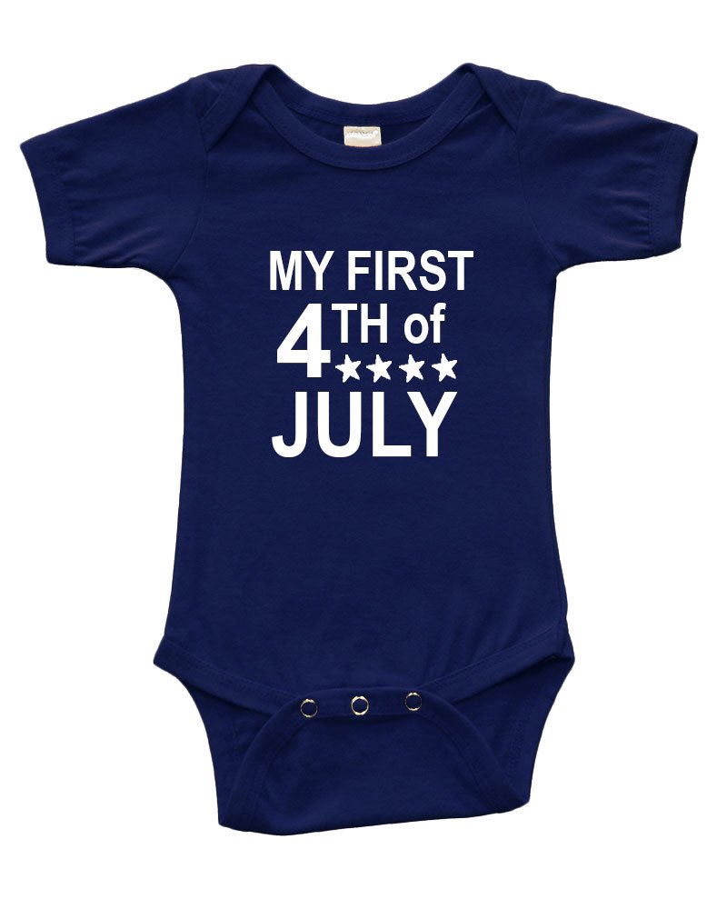 PandoraTees Infant Short Sleeve Bodysuit -My First 4th of July