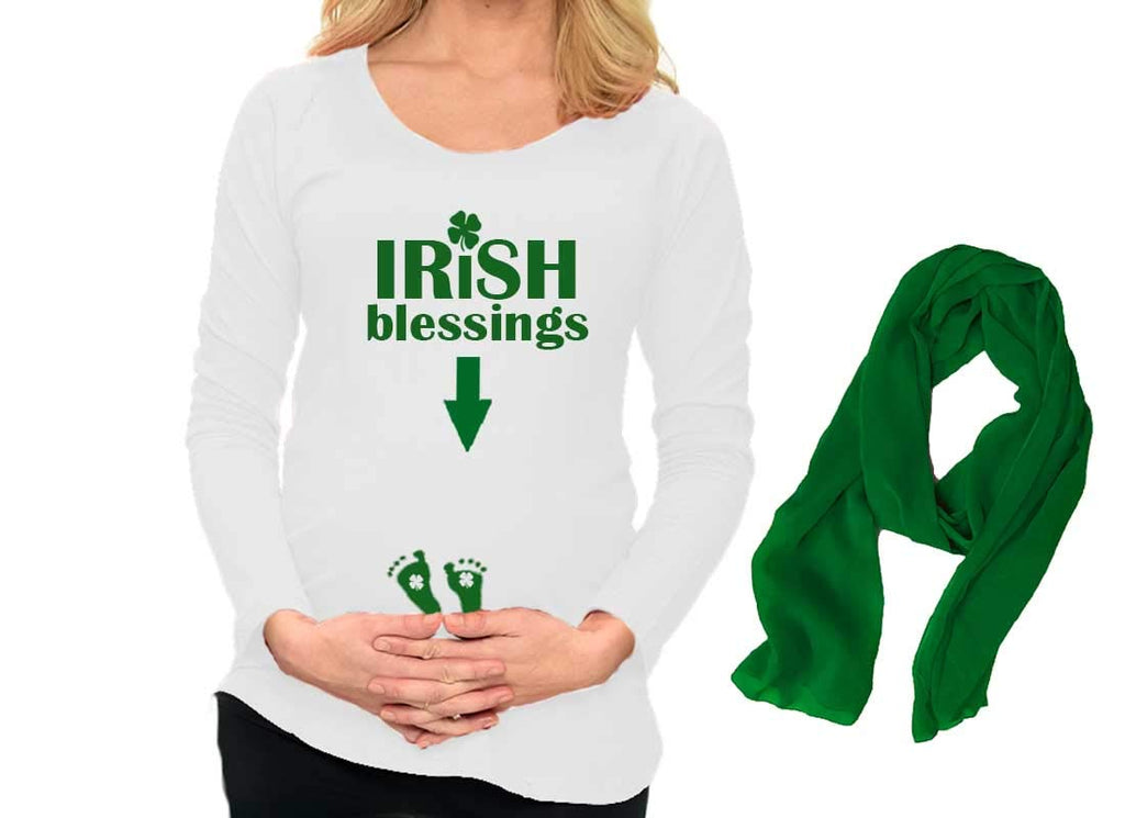 PandoraTees St. Patrick's Day Pregnancy Shirt - Irish Blessings