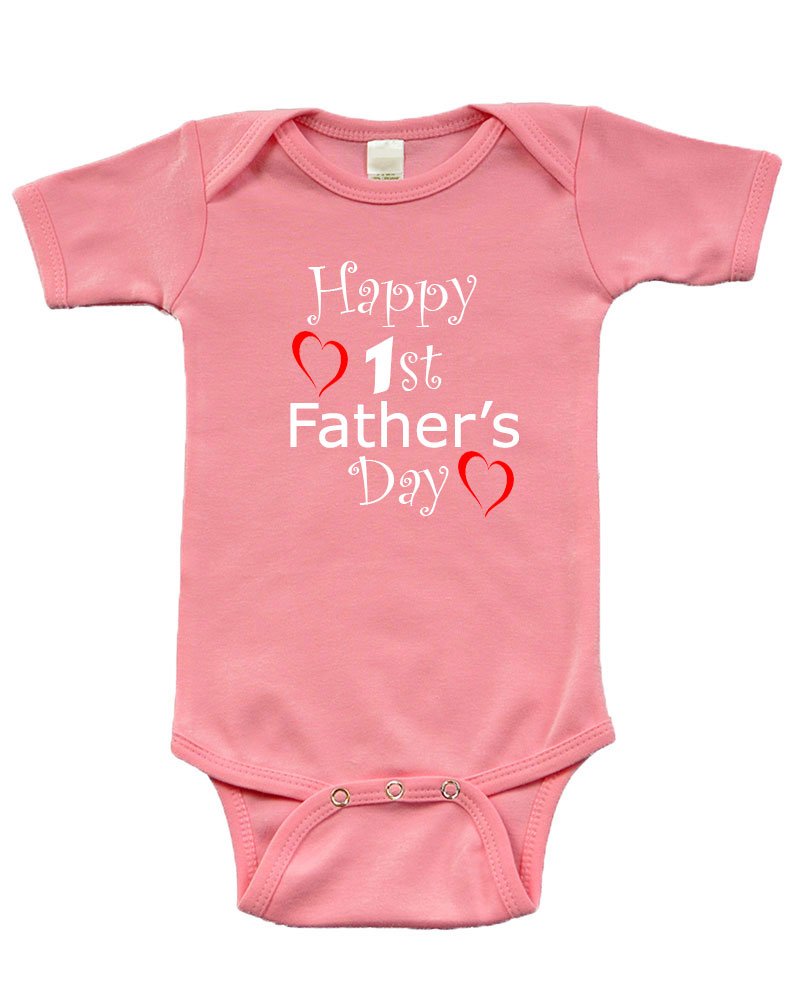 PandoraTees Infant Short Sleeve Bodysuit-Happy 1st Father's Day