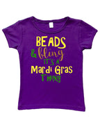 Girls Short Sleeve Top - Beads & Bling its a Mardigras Thing