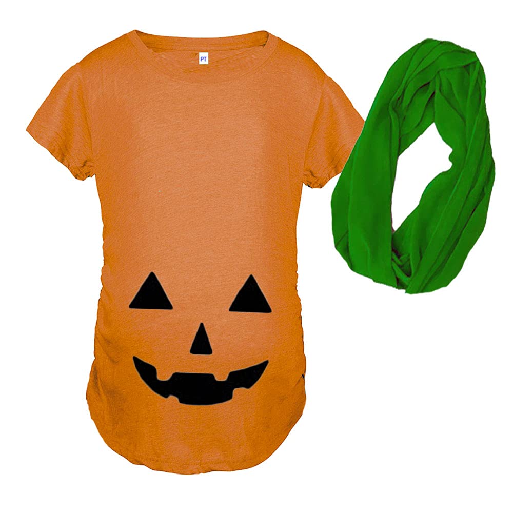 PandoraTees Jack O Lantern Halloween Maternity Tshirt, Pregnancy Reveal Maternity Top, Maternity Halloween Costume