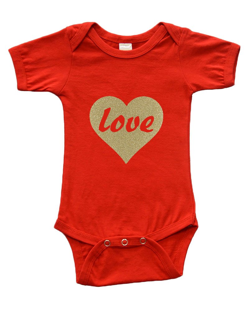 Infant Short Sleeve Bodysuit - Love in Gold Heart
