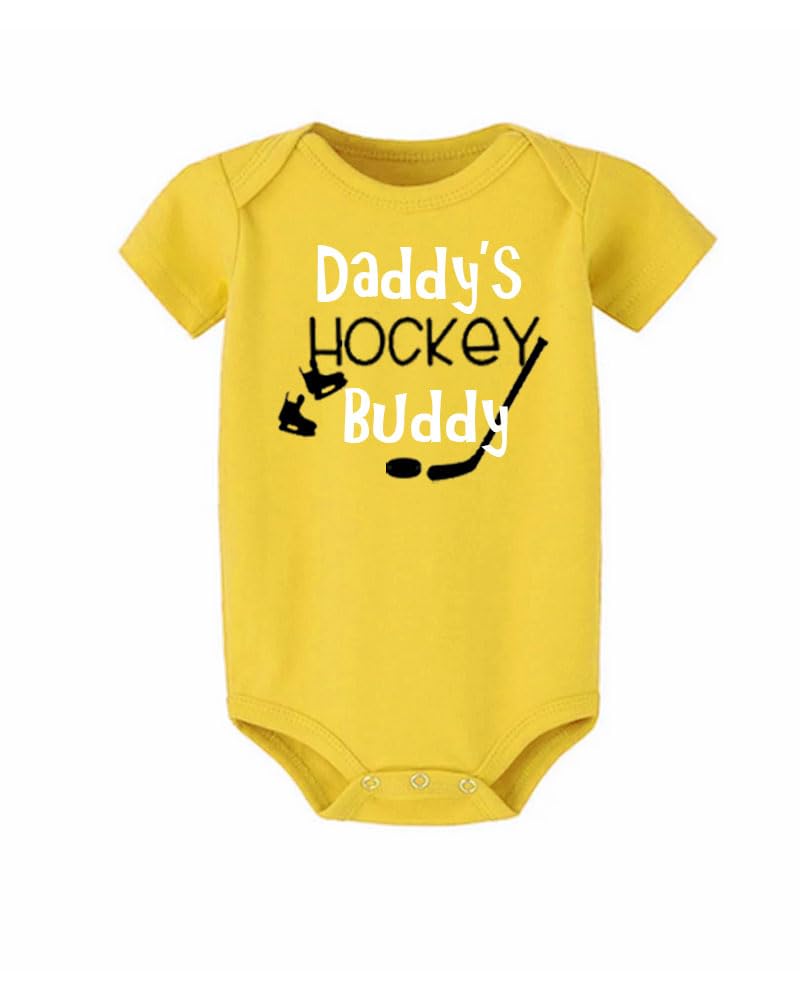 PandoraTees Daddy's Hockey Buddy Baby Bodysuit, Fathers Day Gift, Short Sleeve