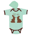 PandoraTees Funny Easter Baby Outfit - Bunny Chocolate Baby Bodysuit Easter Gift Set