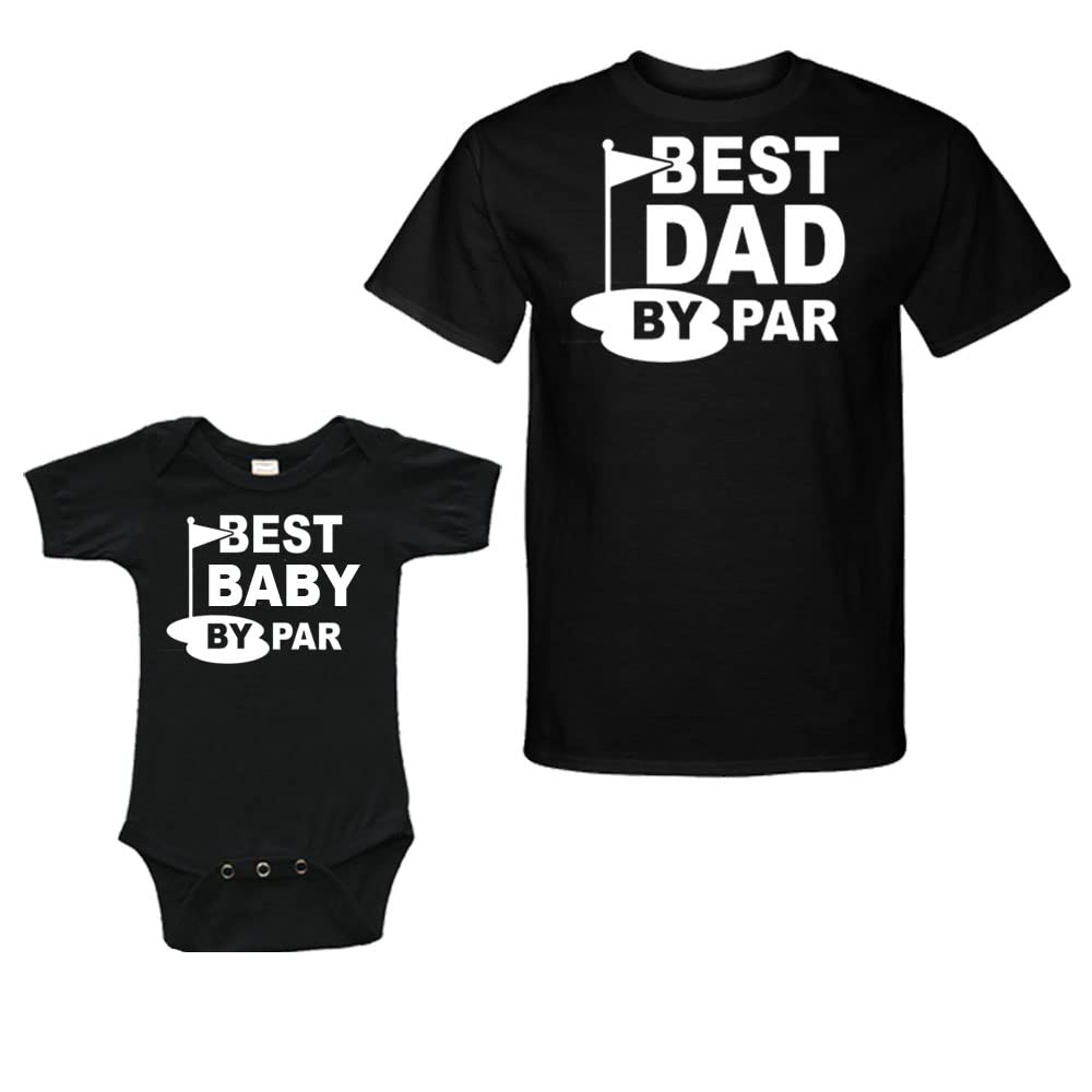 PandoraTees Father's Day Gift Set, Golf Gift for Dad, Baby and Dad Gift, Newborn Golf Gift set-Best Dad By Par