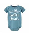 PandoraTees Baby Easter Bodysuit, Short Sleeve one-piece Silly Rabbit Easter is for Jesus