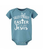PandoraTees Baby Easter Bodysuit, Short Sleeve one-piece Silly Rabbit Easter is for Jesus