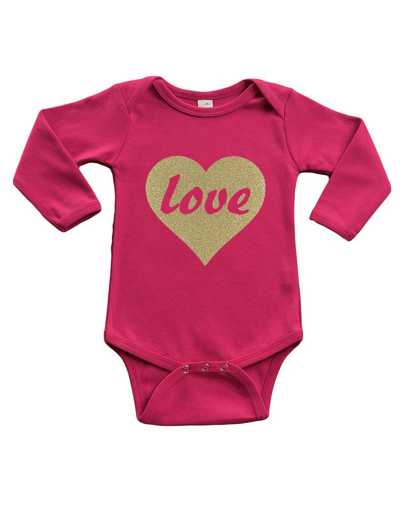 Infant Long Sleeve Bodysuit - Love in Gold Heart