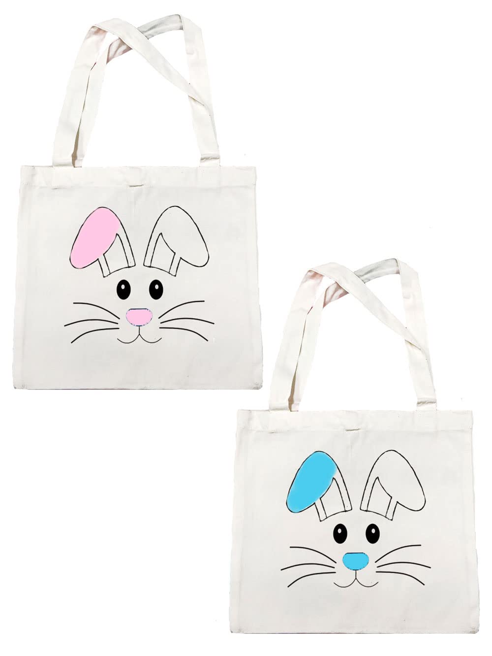 PandoraTees Easter Bunny - 2 piece Tote Bag Set, Easter Gift Bag Set