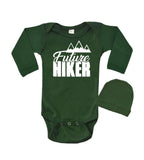 PandoraTees Future Hiker, Baby Bodysuit and Cap Gift