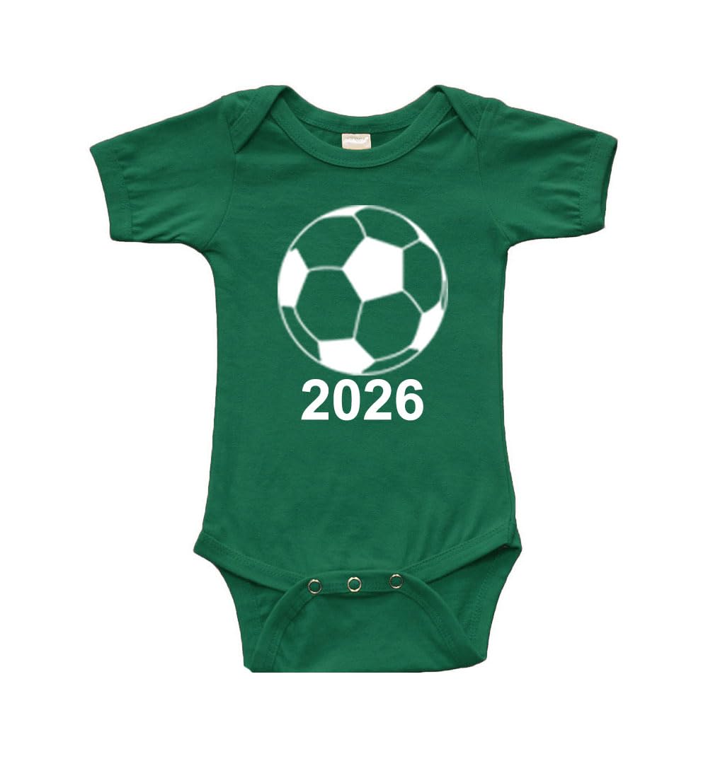 PandoraTees Soccer Ball 2026 Baby Bodysuit, Short Sleeve, Infant onepiece