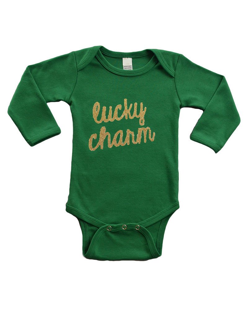Infant Long Sleeve Green Bodysuit - Lucky Charm