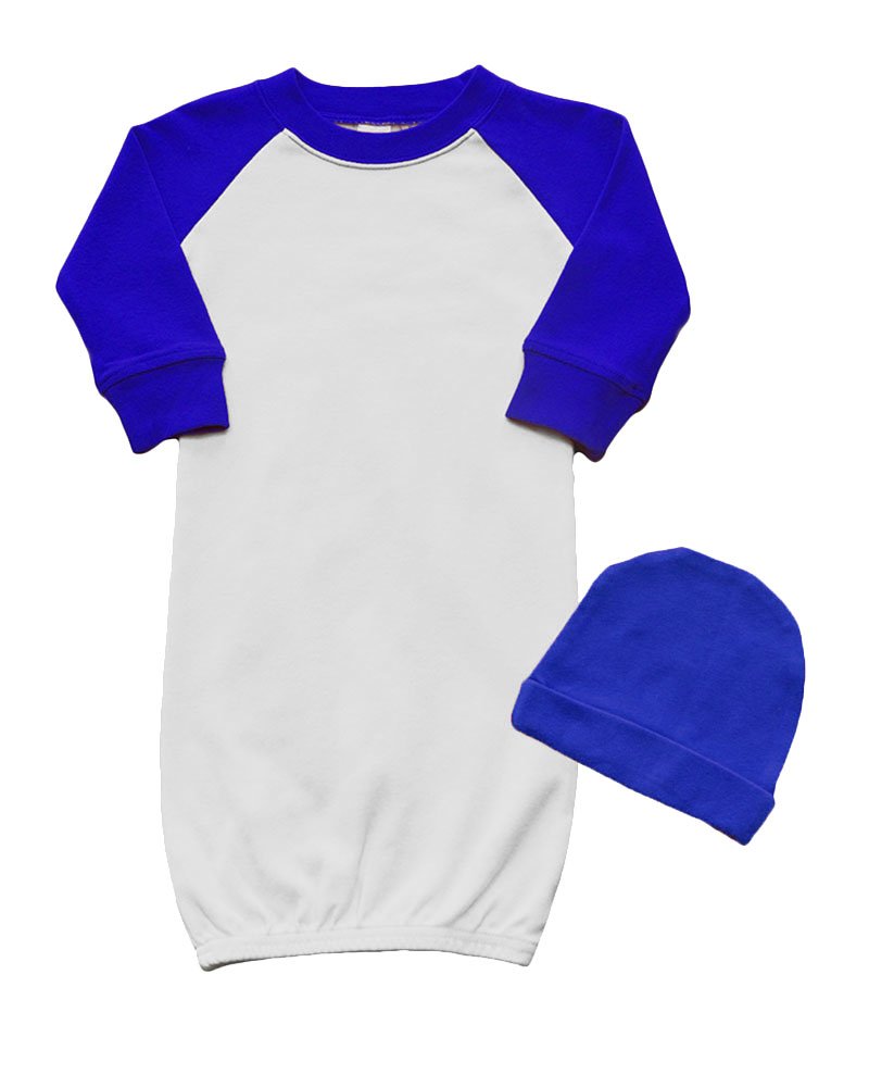 PandoraTees Raglan Baseball Baby Gown and Cap Set