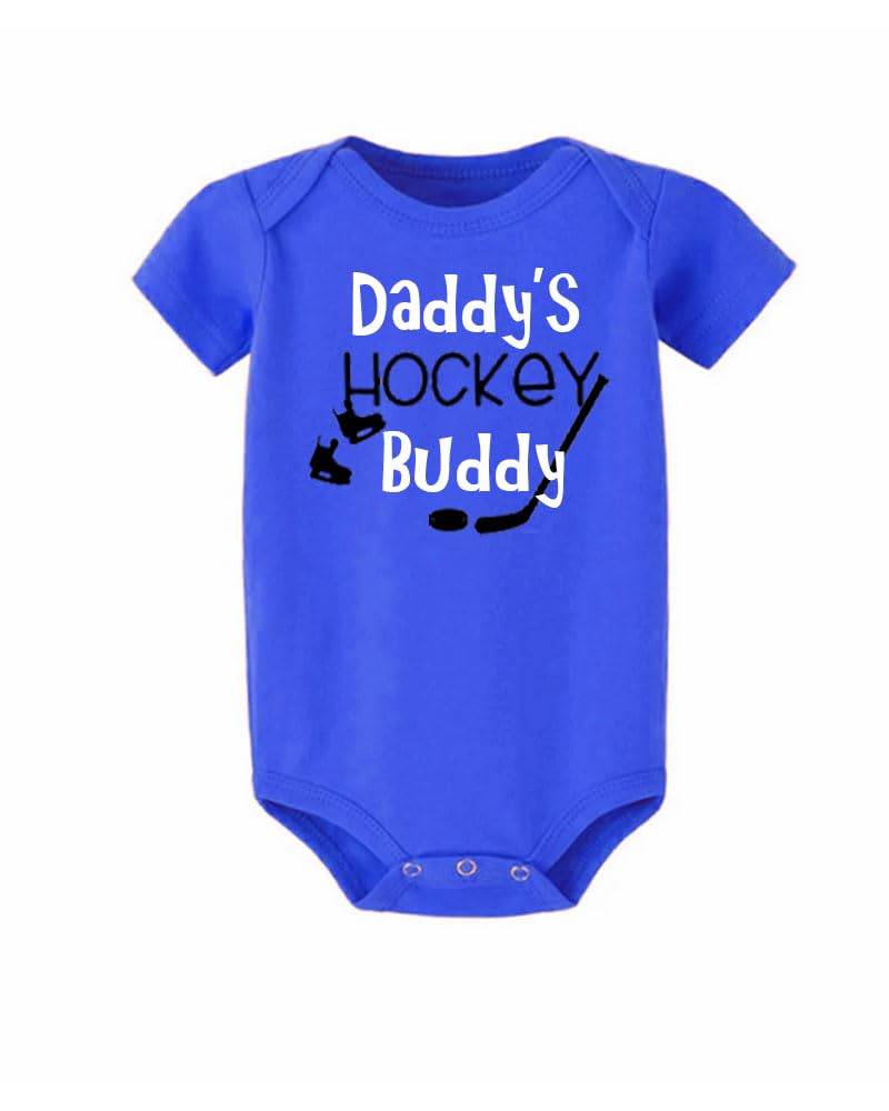PandoraTees Daddy's Hockey Buddy Baby Bodysuit, Fathers Day Gift, Short Sleeve
