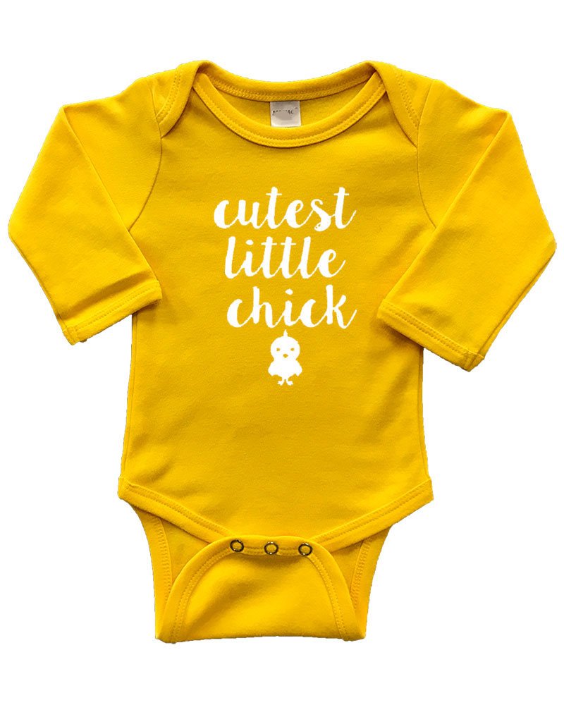 PandoraTees Infant Long Sleeve Onesie - Cutiest Lil Chick
