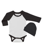 PandoraTees Long Sleeve Raglan Bodysuit and Cap Set