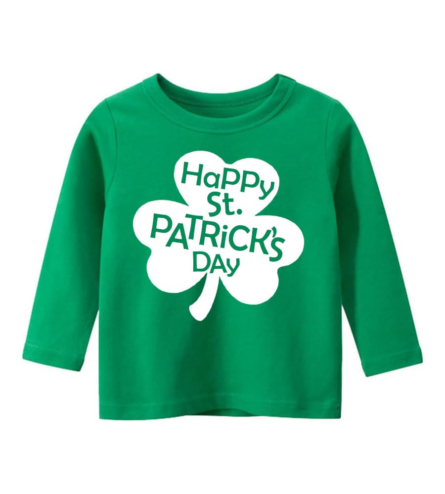 Kids Long Sleeve St Patricks Day Tshirt, Kids Boys St Paddy Day Long Sleeve Shirt -Happy St. Patrick's Day
