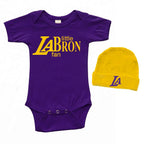 PandoraTees Short Sleeve Bodysuit & Cap Set - Little LABron Fan