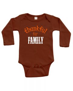 Infant Long Sleeve Baby Bodysuit - Thankful for Family