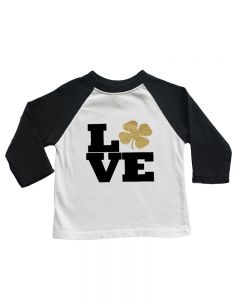 Baseball Tee - LOVE with Gold Clover