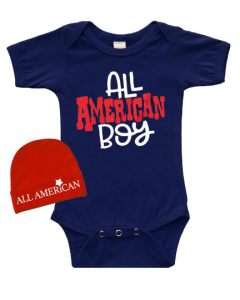 All American Boy Baby Bodysuit Gift Set