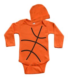Long Sleeve Baby Bodysuit and Cap Set - Basketball Costume