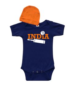 India Cricket Baby Gift Set Baby Bodysuit and Cap Set