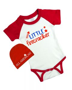 4th of July Baby Onesie Patriotic Baby Gift Set - Little Firecracker