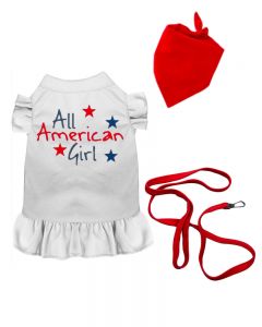 All American Girl Dog Shirt, Patriotic Pet Clothes, Pet Apparel