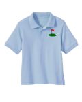PandoraTees Toddler Boys' Girls' Short Sleeve Golf Polo Shirt, Kids Golf Design Shirt, Kids Golf Gift (US, Age, 2 Years, Sky Blue)