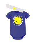 PandoraTees Baby Tennis Bodysuit with Headband, Short Sleeve Baby Onepiece, Daddy's Little Tennis Player (Navy, 0-3 Months)