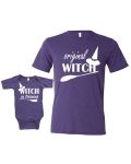 Matching Set -Original Witch/Witch in Training - Short Sleeve Onesie & Adult Unisex T-Shirt,Baby 12-18m + Adult 2X-Large, Heather Purple/Heather Purple